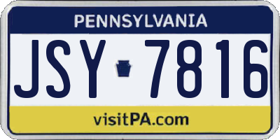 PA license plate JSY7816