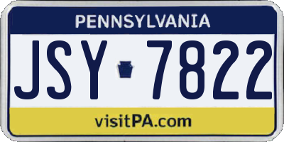 PA license plate JSY7822