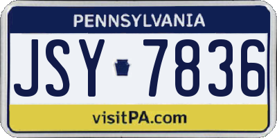PA license plate JSY7836