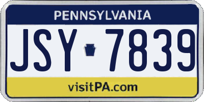 PA license plate JSY7839