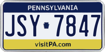 PA license plate JSY7847
