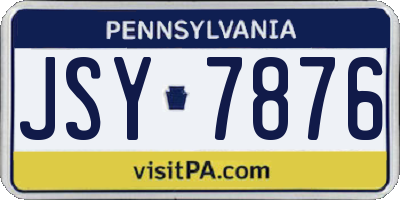 PA license plate JSY7876