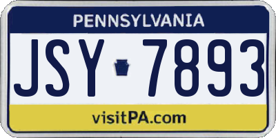 PA license plate JSY7893