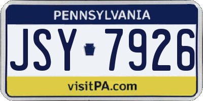 PA license plate JSY7926