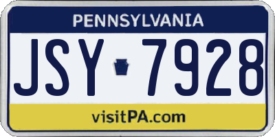 PA license plate JSY7928