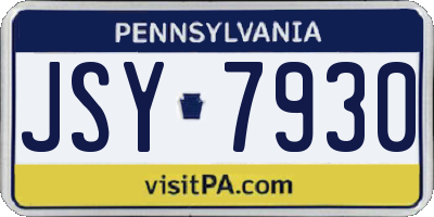 PA license plate JSY7930