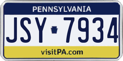PA license plate JSY7934