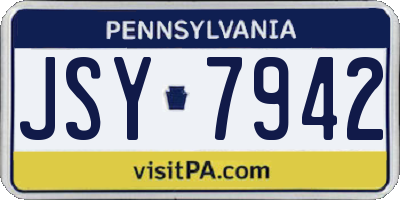 PA license plate JSY7942