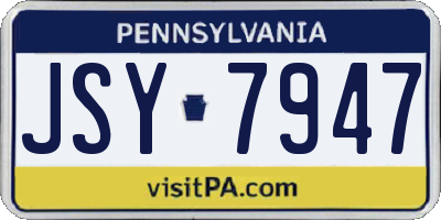 PA license plate JSY7947