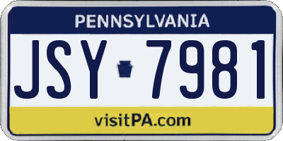 PA license plate JSY7981
