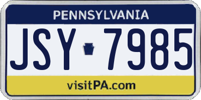 PA license plate JSY7985