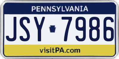 PA license plate JSY7986
