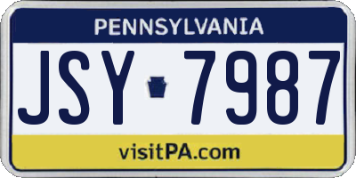PA license plate JSY7987