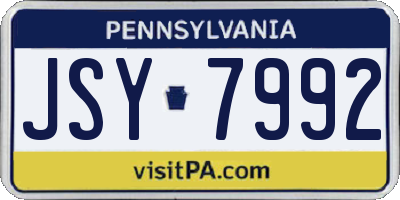 PA license plate JSY7992