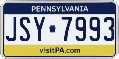PA license plate JSY7993