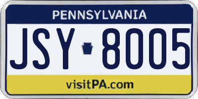 PA license plate JSY8005