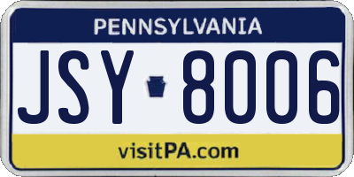 PA license plate JSY8006
