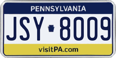PA license plate JSY8009