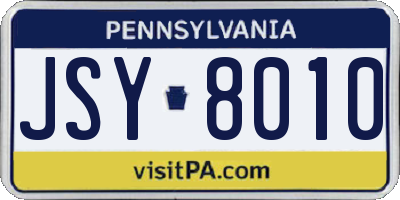 PA license plate JSY8010