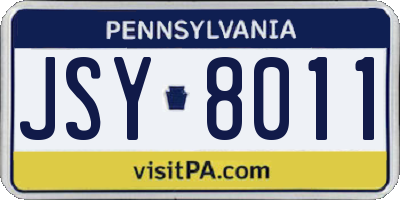 PA license plate JSY8011