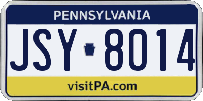 PA license plate JSY8014