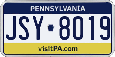 PA license plate JSY8019