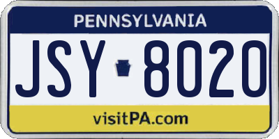 PA license plate JSY8020
