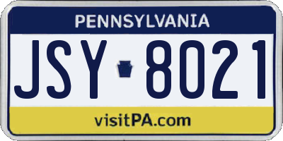 PA license plate JSY8021