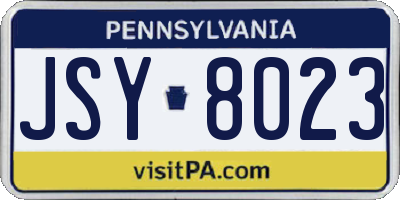PA license plate JSY8023