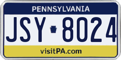 PA license plate JSY8024