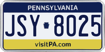 PA license plate JSY8025