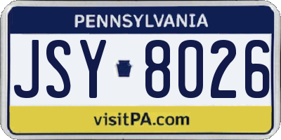 PA license plate JSY8026