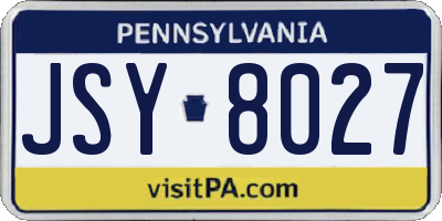 PA license plate JSY8027