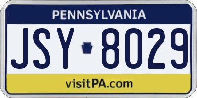 PA license plate JSY8029