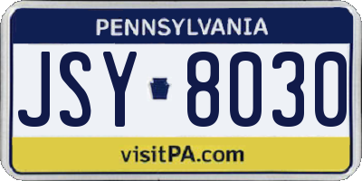 PA license plate JSY8030
