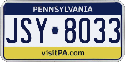 PA license plate JSY8033