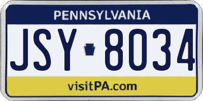 PA license plate JSY8034