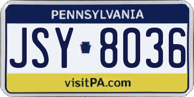 PA license plate JSY8036