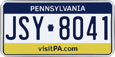 PA license plate JSY8041