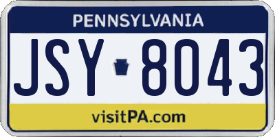 PA license plate JSY8043