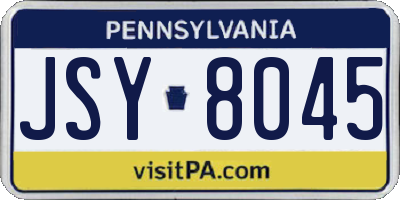 PA license plate JSY8045