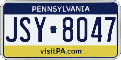 PA license plate JSY8047