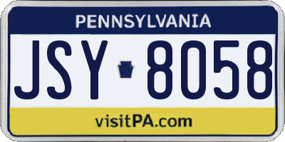 PA license plate JSY8058