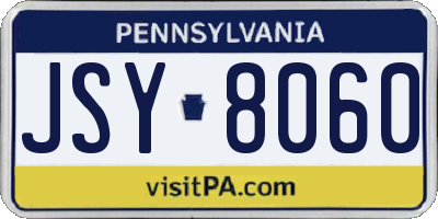 PA license plate JSY8060