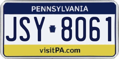 PA license plate JSY8061