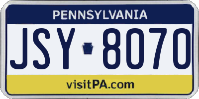 PA license plate JSY8070