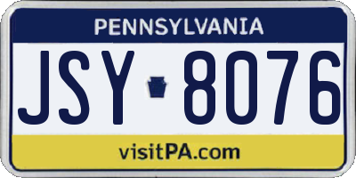 PA license plate JSY8076