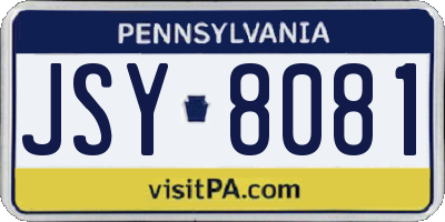 PA license plate JSY8081
