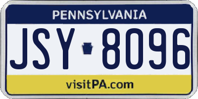 PA license plate JSY8096
