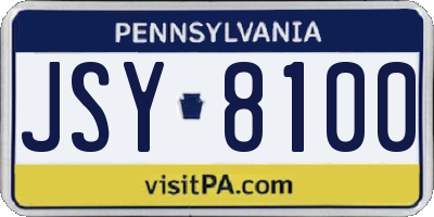 PA license plate JSY8100
